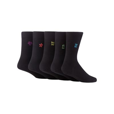 Pack of five black cotton blend socks
